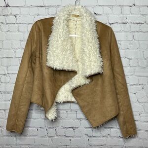 PIKO 1988 Vegan Fur and Suede Draped Front Jacket size Small
